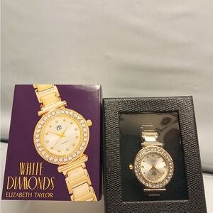 White Diamonds by Gold-Tone Crystal Accent Women's Watch